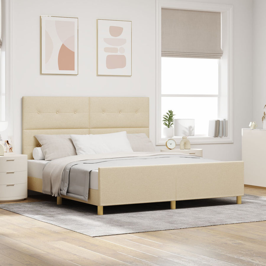 Bed Frame Crème 180X200 Cm Stof Crème