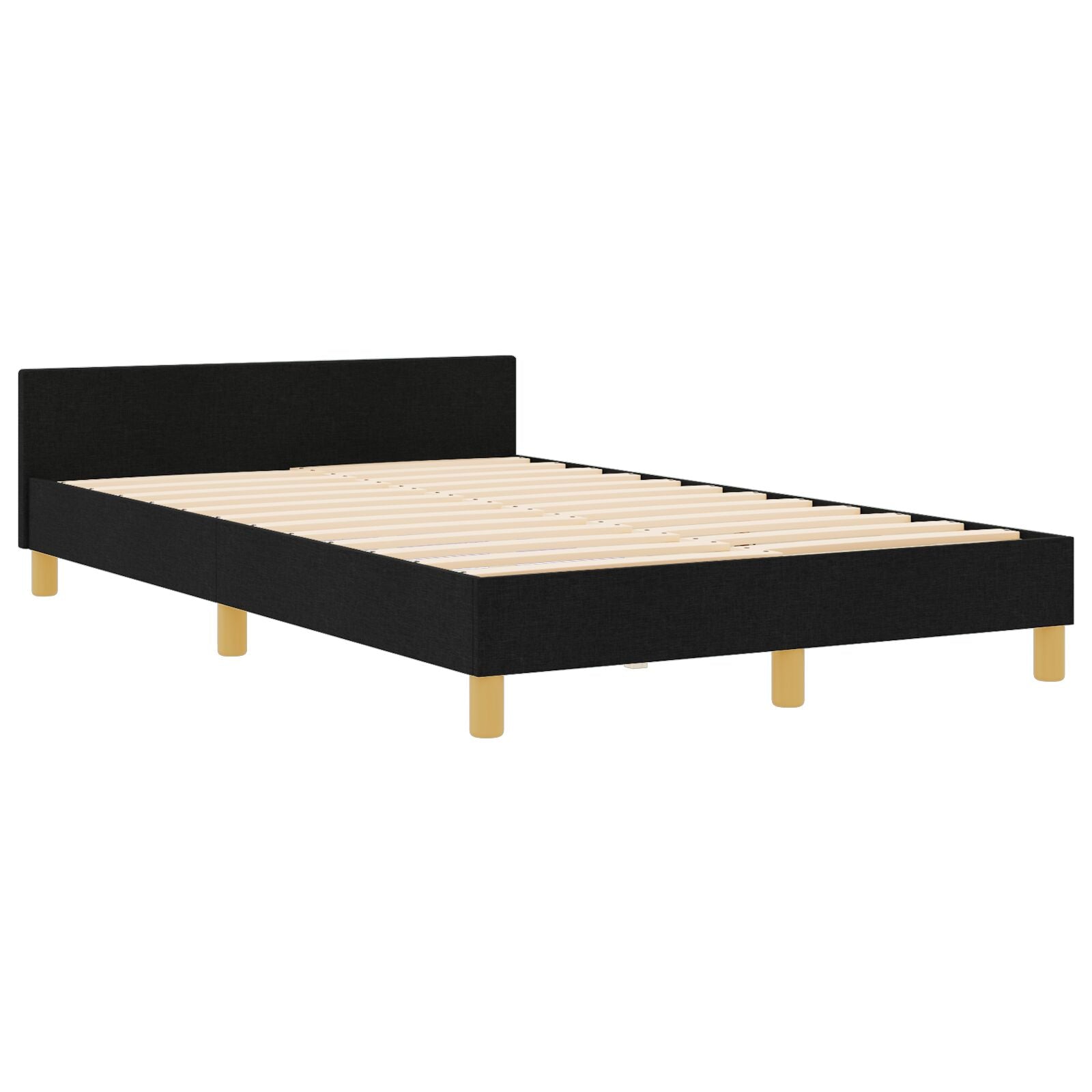 Bed Frame Zwart 120X190 Cm Stof Crème