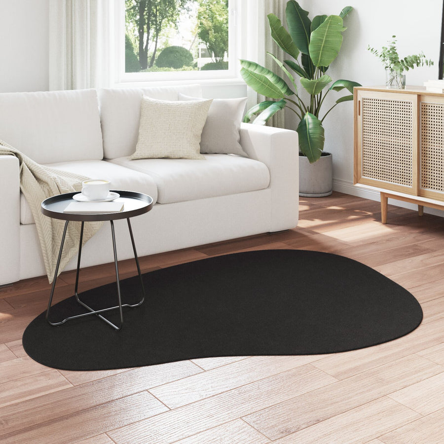 Vloerkleden Polyester Vloerkleden Anders Zwart 120 x 170 cm Ovaal-Golfrand