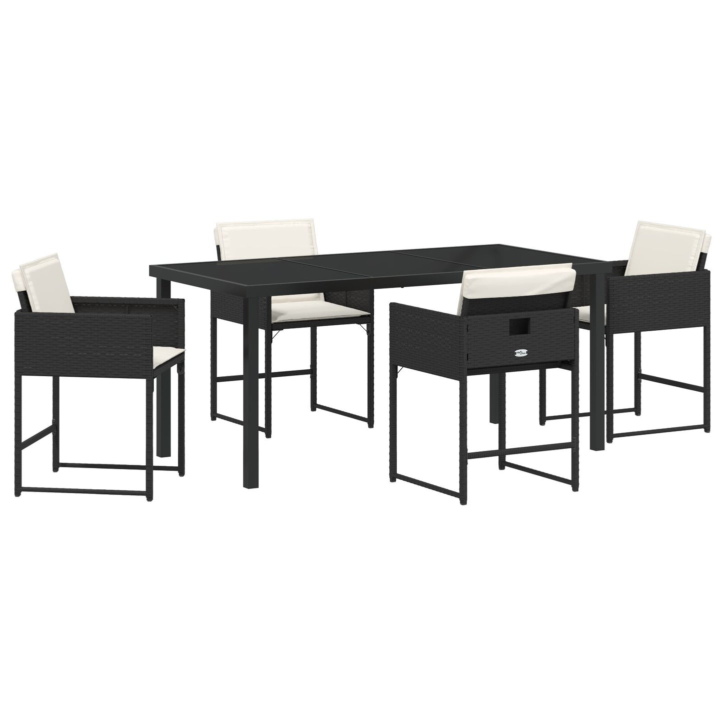 5-Delige Tuinset Met Kussens Zwart Poly Rattan