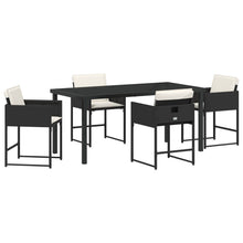 5-Delige Tuinset Met Kussens Zwart Poly Rattan