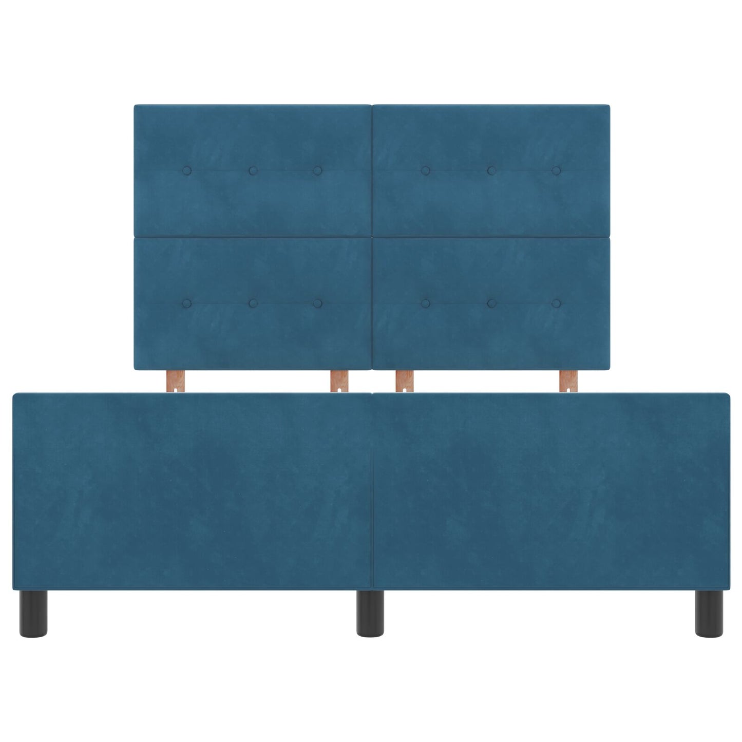 Bed Frame Donkerblauw 140X190 Cm Velvet Crème