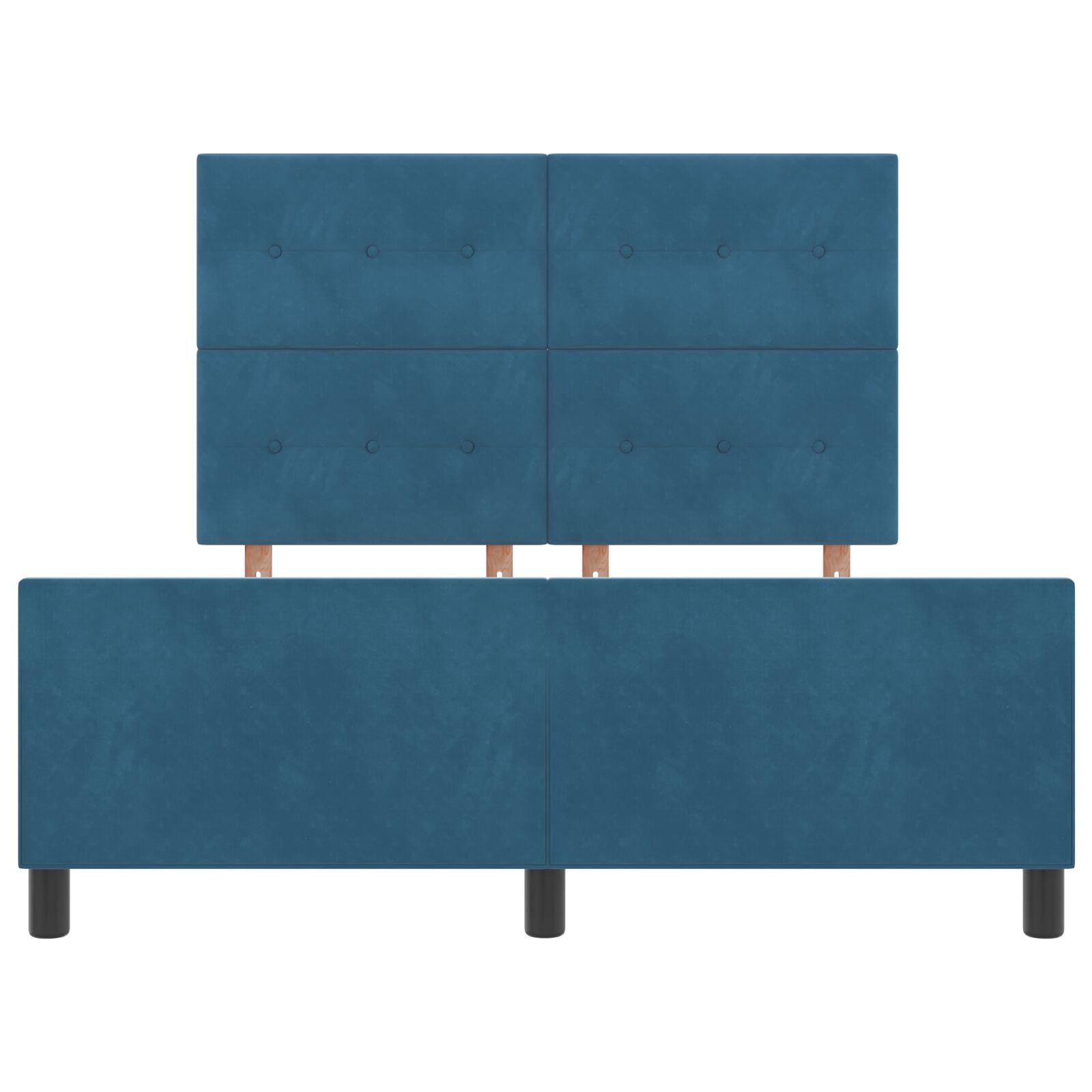 Bed Frame Donkerblauw 140X190 Cm Velvet Crème