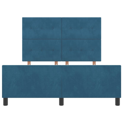 Bed Frame Donkerblauw 140X190 Cm Velvet Crème