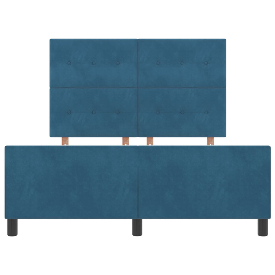 Bed Frame Donkerblauw 140X190 Cm Velvet Crème
