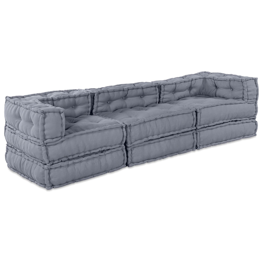 3-Zit Modular Pouffe Sofa Converteerbaar Grijze Stof Grijs 70 x 70 x 54 cm Midden + 2 x Hoek