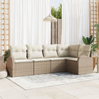 Loungebank 5-delig beige poly rotan