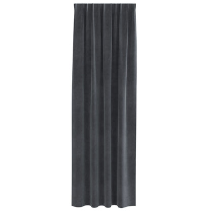 Zwarte Uitsluitgordijnen Met Topband 2 Stuks Lichtgrijze Fluweel Lichtgrijs 140 x 225 cm met stiksel