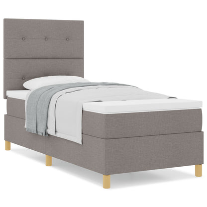 Boxspring Bed Met Matras Taupe 100X200 Cm Stof Blauw