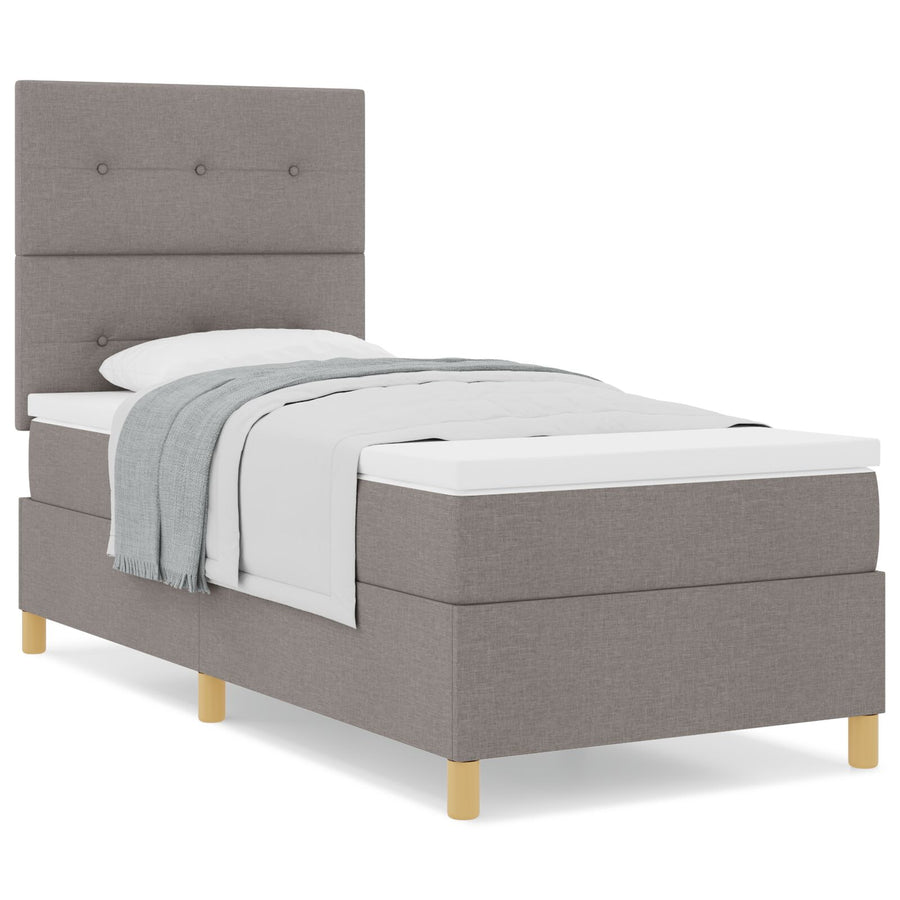 Boxspring Bed Met Matras Taupe 100X200 Cm Stof Blauw