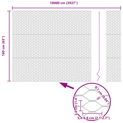 Hekpalen 22 Stuks U-Vorm Grijs 160 Cm Staal,  Zeshoekig Hek Grijs 1.6X100 M Staal
