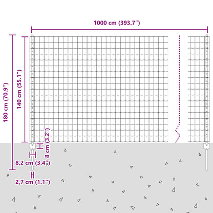 Tuinhek Set Set Van 2 Gelegeerd Staal 10 X 1.4 M Tuinhek Anders