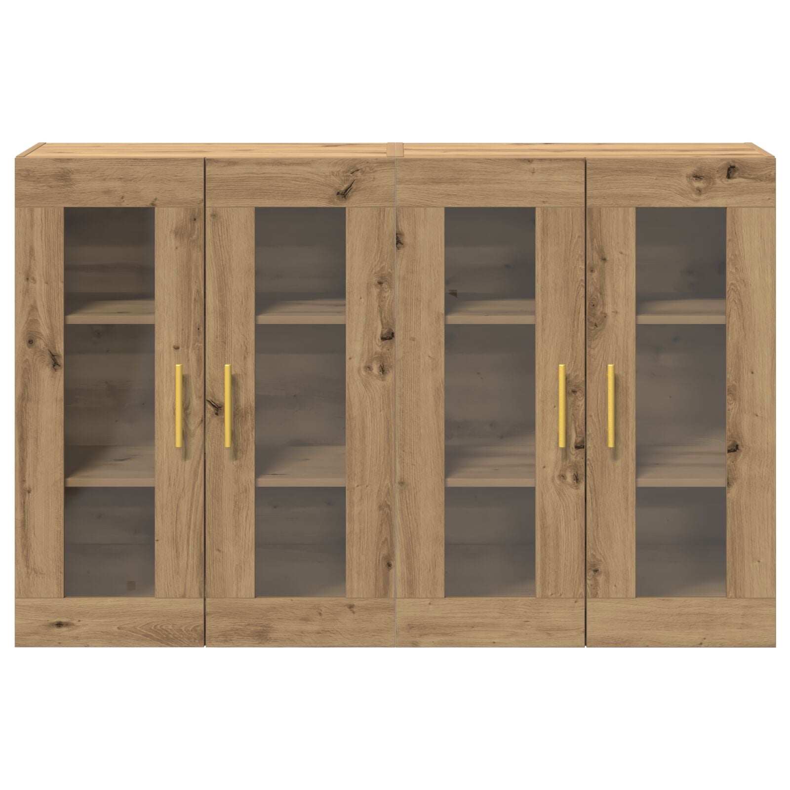 Wandkast Set Van 2 Artisan Eiken Bewerkt Hout 139 X 34 X 90 Cm