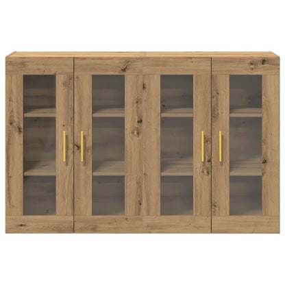 Wandkast Set Van 2 Artisan Eiken Bewerkt Hout 139 X 34 X 90 Cm