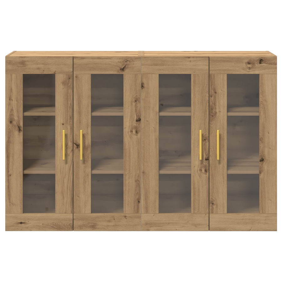 Wandkast Set Van 2 Artisan Eiken Bewerkt Hout 139 X 34 X 90 Cm