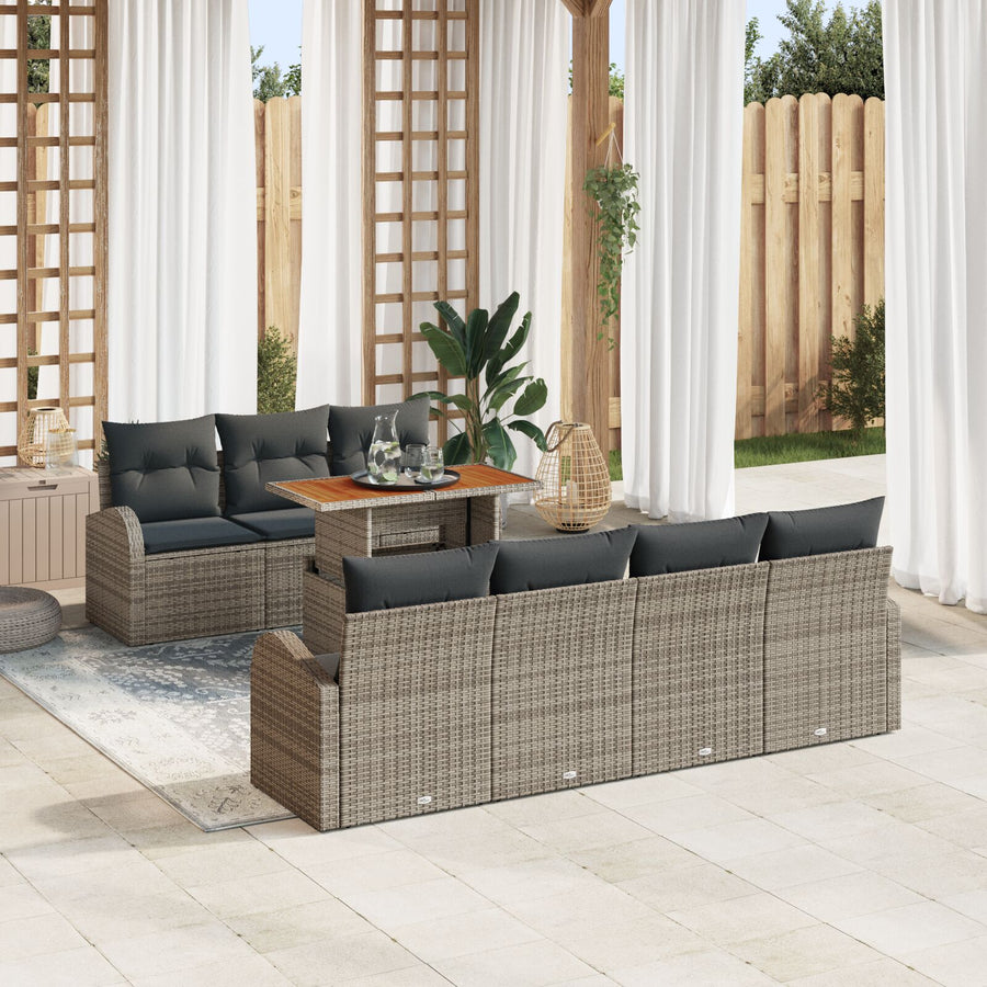 Tuin Sofa Set Set Van 8 Grijs Rattan Tuin Eettafel Set