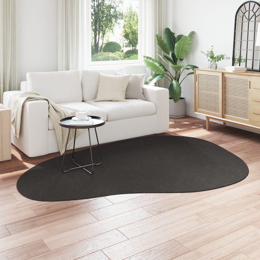 Vloerkleed ""Huarte"" Korte Pool Zacht En Wasbaar Anthraciet 160 x 230 cm Ovaal-Golf rand