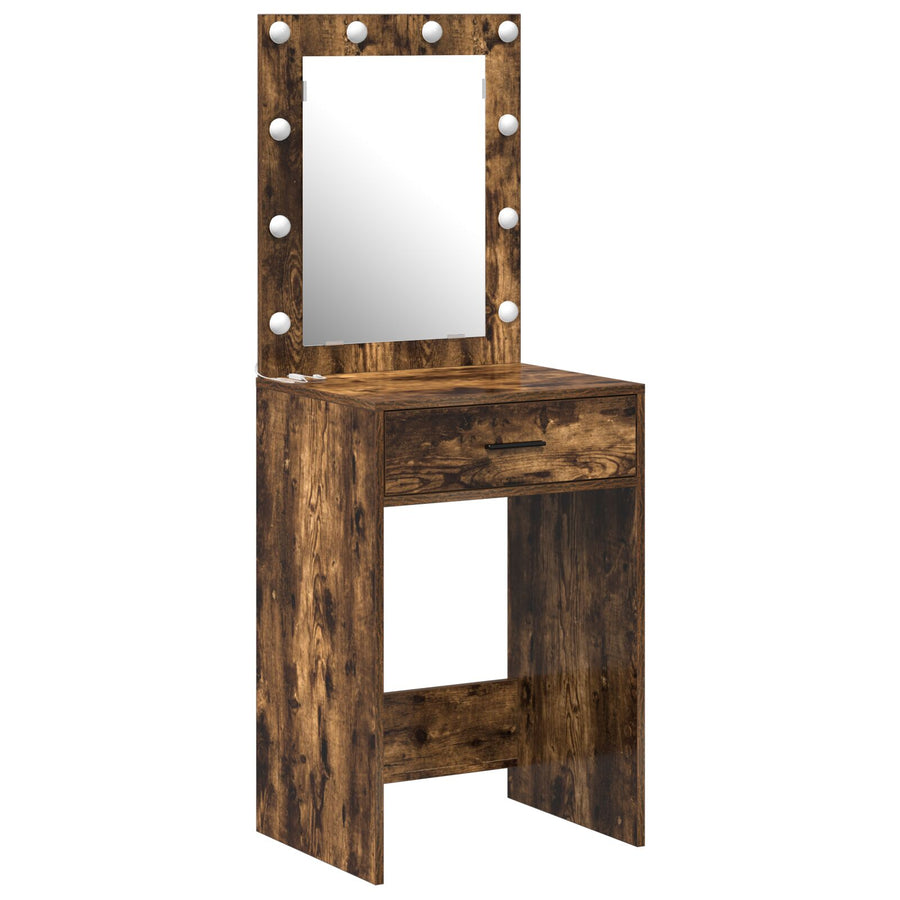 Kaptafel Met Led-Verlichting Gerookt Eiken 50 x 41 x 135 cm