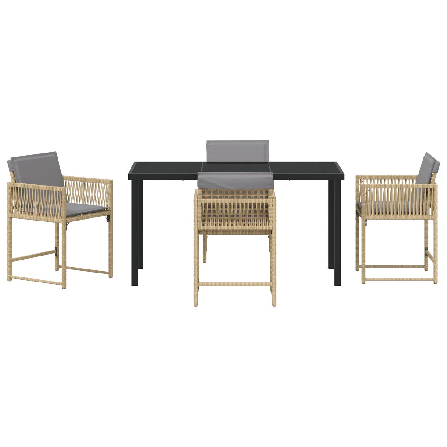 5-Delig Tuin Eetset Met Kussens Beige Poly Rattan