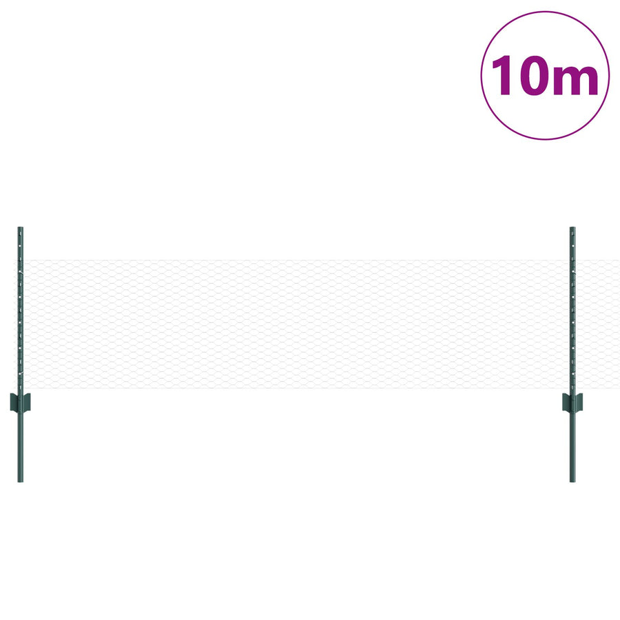 Hekpalen 11 Stuks U-Kanaal Groen 60 Cm Staal,  Hexagonaal Hek Groen 0.5X10 M Staal
