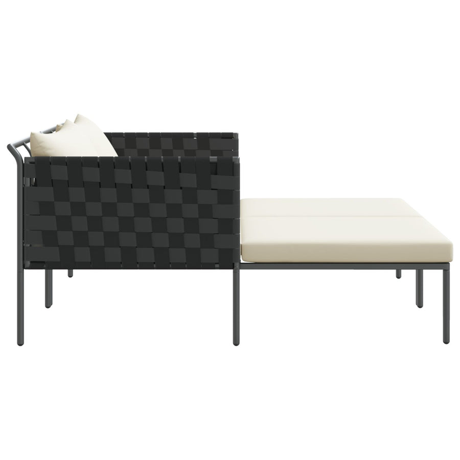 Ligbed Met Kussens 2-Persoons Antraciet 115X153X69,5 Cm Staal Crème wit
