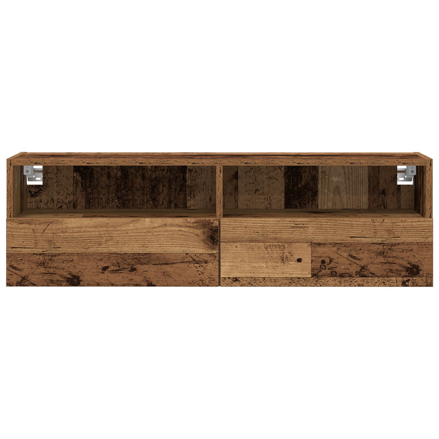 Tv Wandkasten 2 Stuks Gelaagd Hout Oud hout