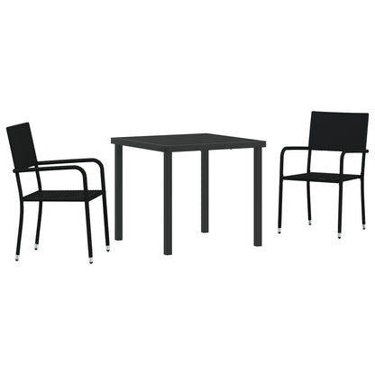 3 Delige Tuindinerset Zwart Poly Rattan