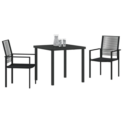 3-Delige Tuin Eetset Zwart Pvc Riet