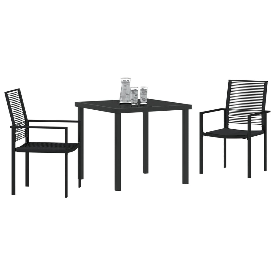 3-Delige Tuin Eetset Zwart Pvc Riet