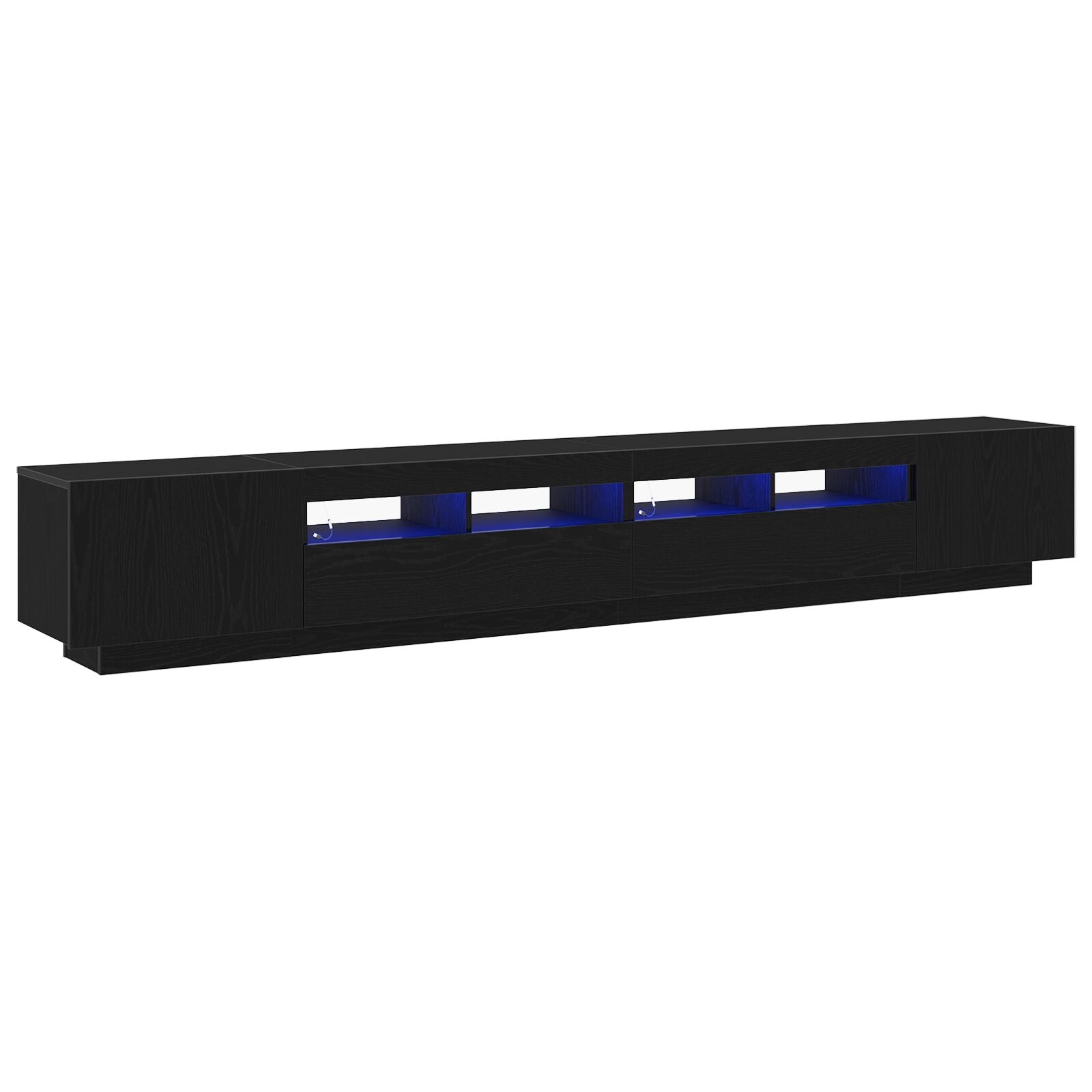 Tv-Kast Met Led-Verlichting - - 260X35X40 Cm - Behandeld Hout Zwart eiken