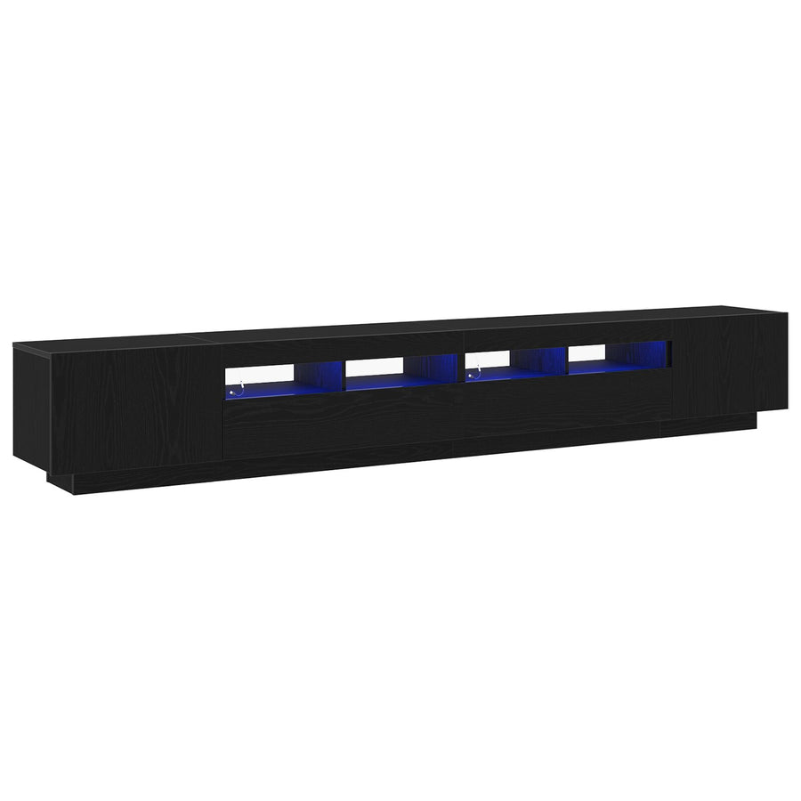 Tv-Kast Met Led-Verlichting - - 260X35X40 Cm - Behandeld Hout Zwart eiken