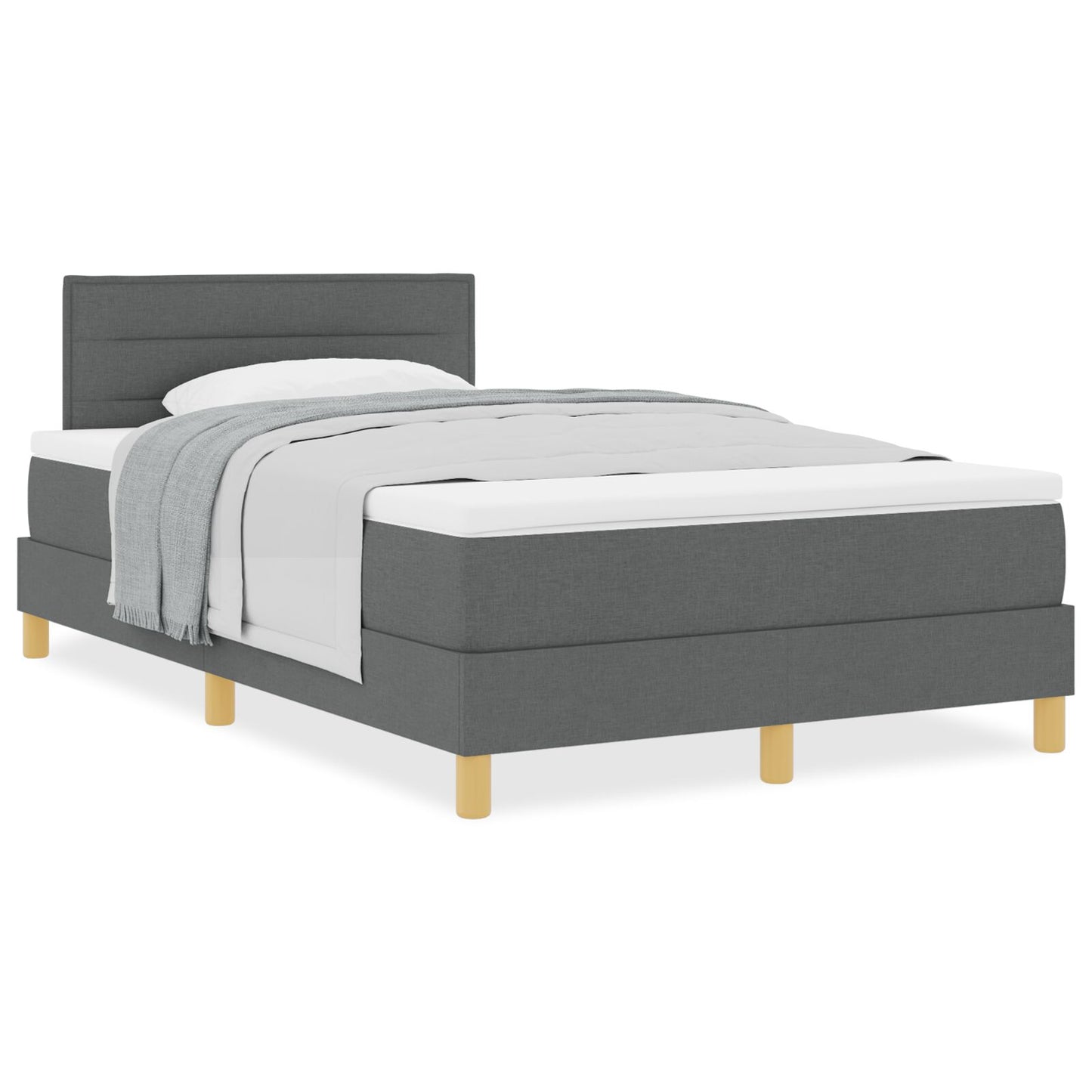 Donkergrijs Boxspringbed Met Matras 120X190 Cm Blauw