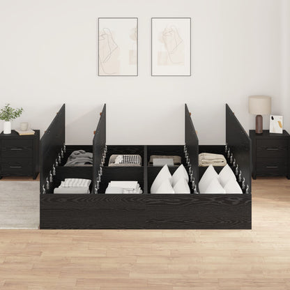 Opbergbedframe Zwart Eiken 200 x 200 cm