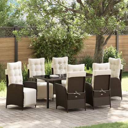7 Delige Tuin Eet Set Bruin Poly Rattan