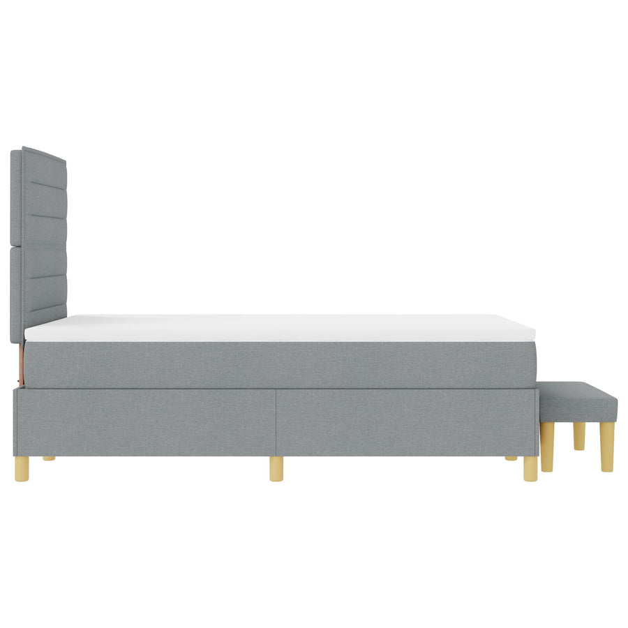 Boxspring Bed Met Matras & Bank Lichtgrijs 120X190 Cm Stof Blauw