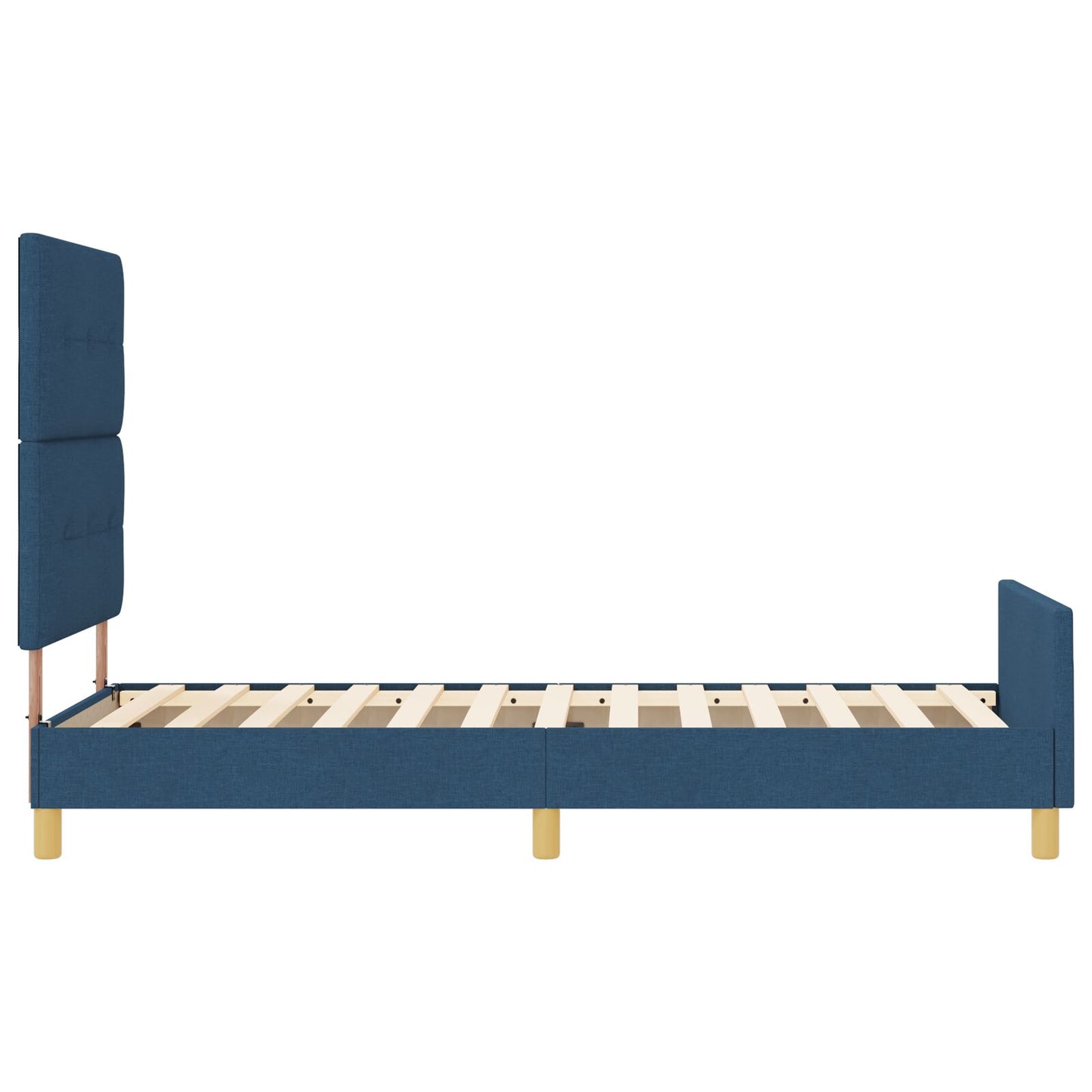 Bedframe In Blauw, 80X200 Cm, Stof Crème