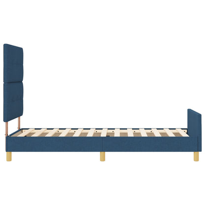 Bedframe In Blauw, 80X200 Cm, Stof Crème