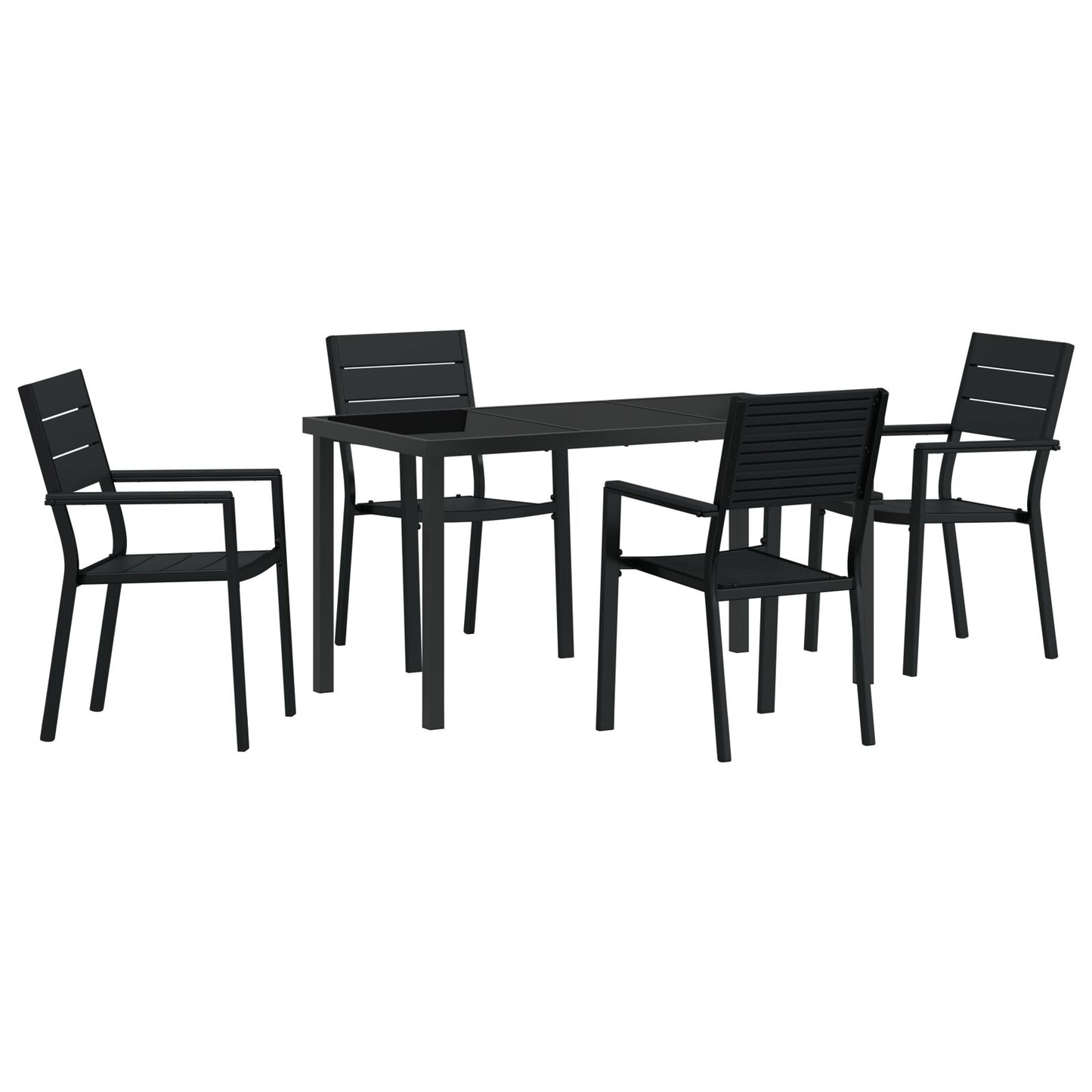 5 Delige Tuin Eetset Zwart Hdpe