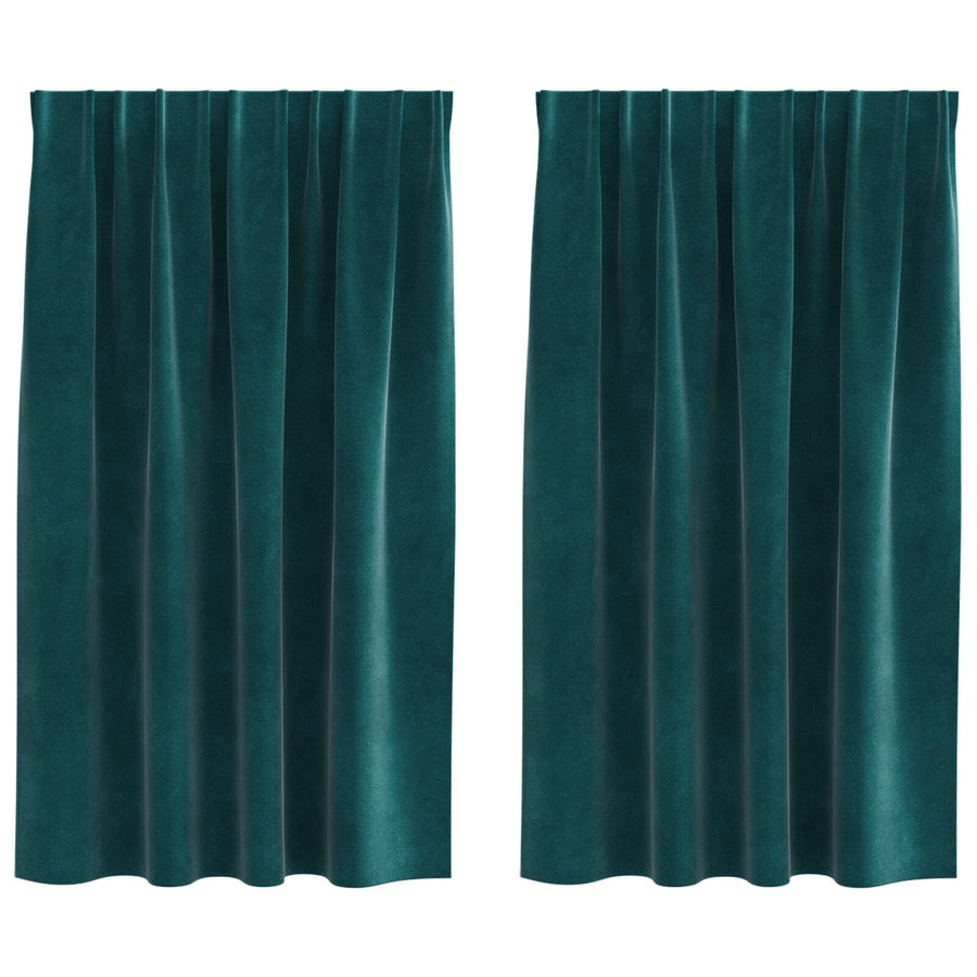 Zwarte Lichtegolf Gordijnen Met Top Tape 2 Stuks Fluweel Donkergroen 140 x 140 cm met naaigaren