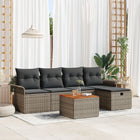 Tuinset poly rattan 6-delig grijs met opbergruimte