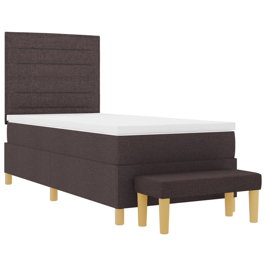 Boxspringbed Met Matras En Bank Stof Donkerbruin 100 x 200 cm Lijnen ontwerp