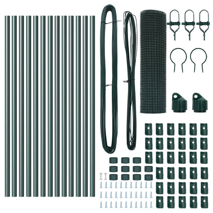 Gelaserde Draad Omheining Met 13 Palen Groen 0.4X25 M Staal Gegalvaniseerd Staal