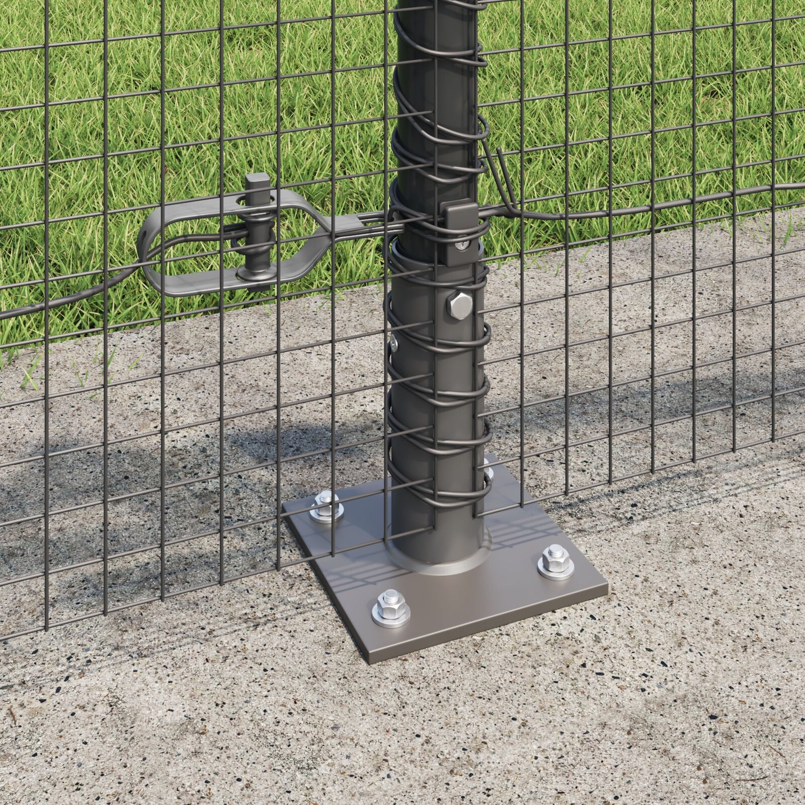 Gelast Draadhek Met 13 Flensposten Grijs 0.4X50 M Staal Gegalvaniseerd Staal