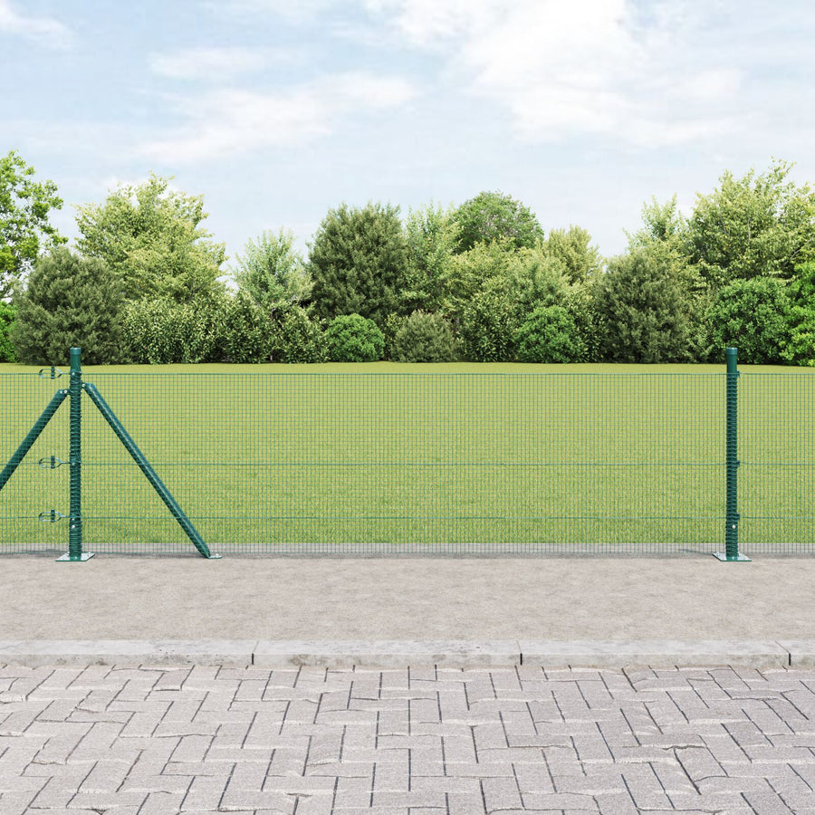 Gelast Draadhek Met 7 Flanged Palen Groen 0.6X10 M Staal Gegalvaniseerd Staal