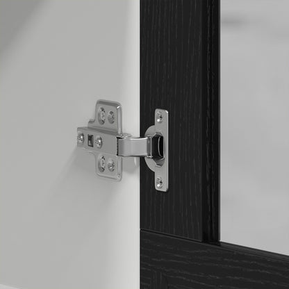 Zwarte Eiken Hangende Glazen Kast 80X31X60 Cm Gemaakt Van Bewerkt Hout