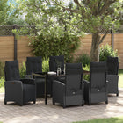 Garden Dining Set with Cushion 7 pcs Black poly rattan