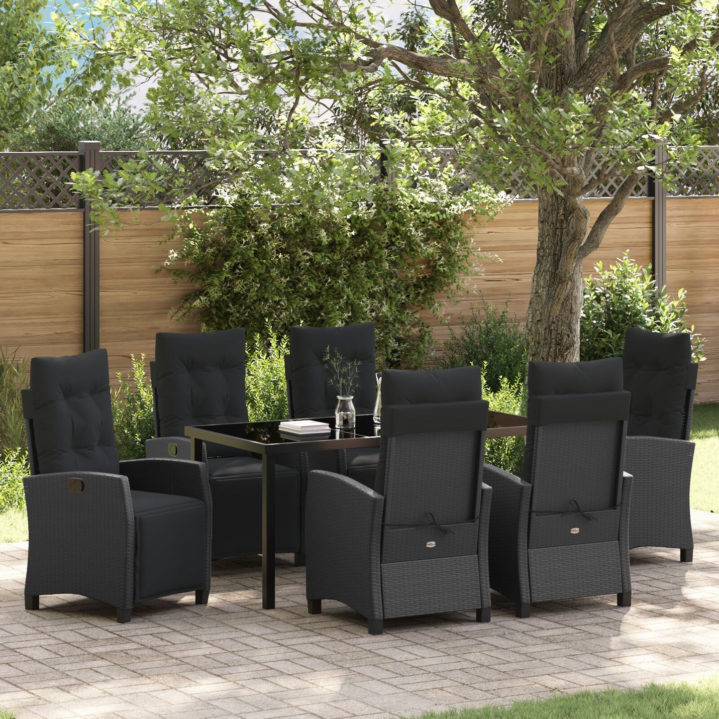 7-Delige Tuinset In Zwart Poly Rattan