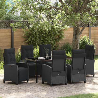 7-Delige Tuinset In Zwart Poly Rattan