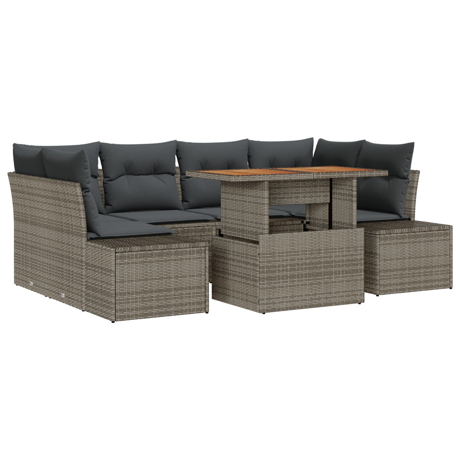 Tuin Sofa Set Set Van 7 Grijs, Rattan