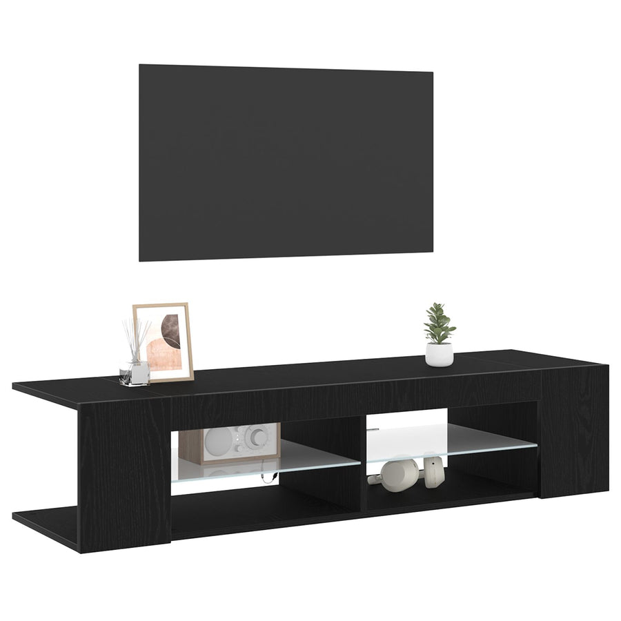 Tv-Kast Met Led-Verlichting - Zwart Eiken - 135X39X30Cm - Bewerkt Hout